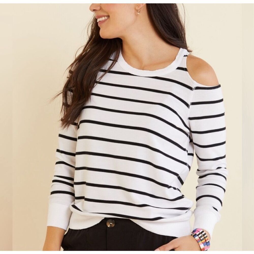 Chaser Long Sleeve Crew Neck Striped Pullover size small